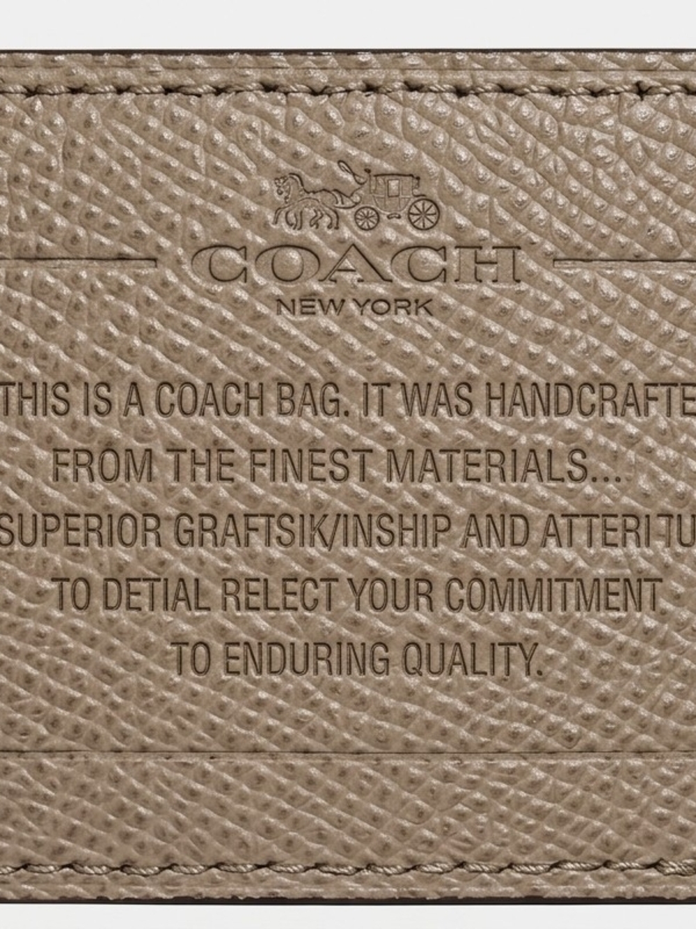 Coach Taupe Pebbled Leather Logo Patch - Picture 2 of 5